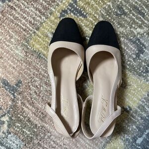 Chunky Heel Cap Toe Slingbacks